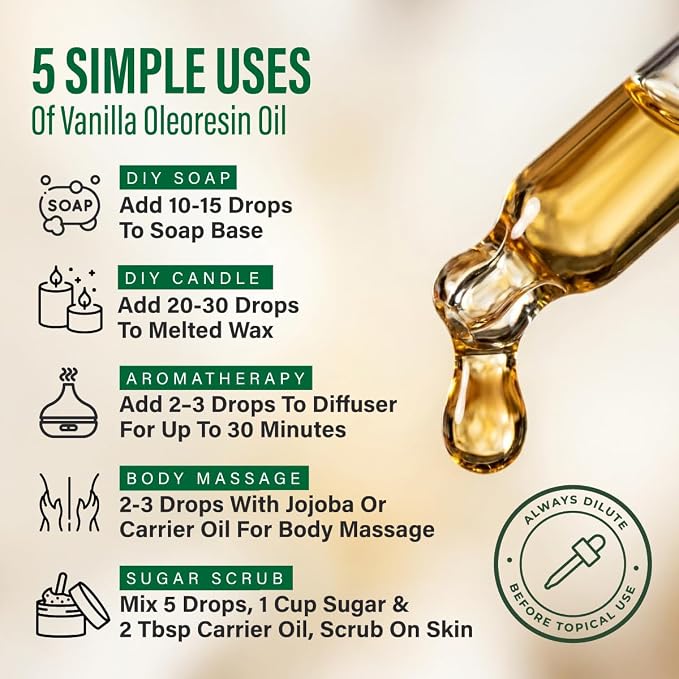 Kukka 100% Pure Vanilla Essential Oil for Skin, Diffuser, 4 Fl Oz | Vanilla Oleoresin, Long Lasting Scent for Diffuser, Aromatherapy, Perfume, Body and Massage Blends, Non-GMO, 118 mL