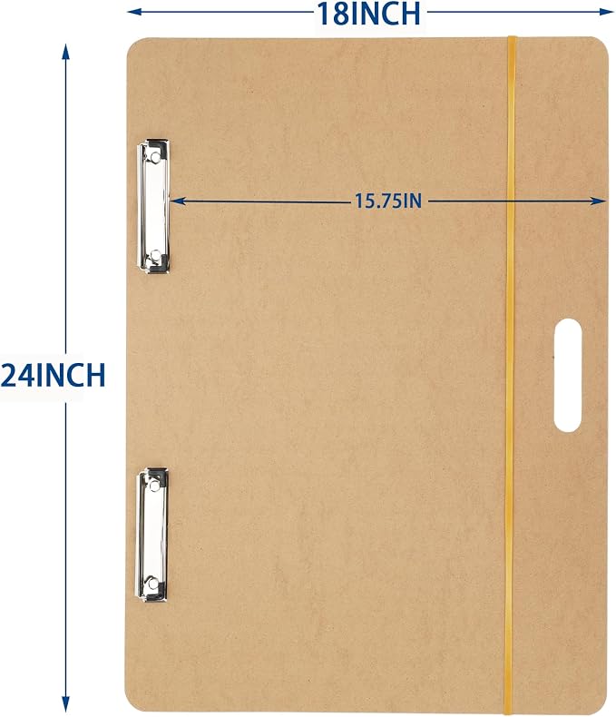 18" x 24" Drawing Board, Artist Sketch Boards with Handle for Drafting Art, Portable Wooden Clipboard for Class or Studio Fit in Artists Tote