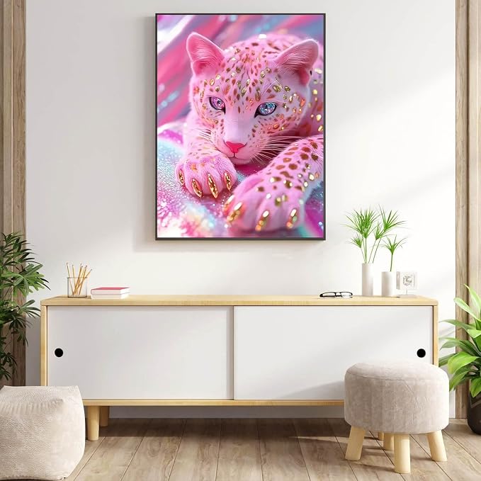 Diamond Art Kits for Adults Pink Leopard Diamond Painting Kit 12x16in