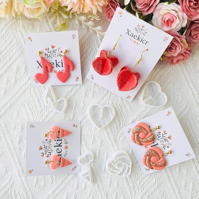 Heart Theme Polymer Clay Cutters – Molds, Clay Cutters for Polymer Clay, Clay Earring Tools Set
