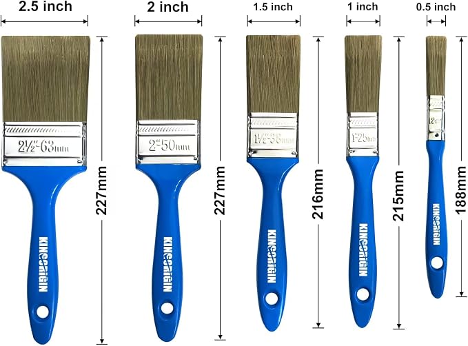 King Origin Paint Brush Set, 10 Pack Paint Brush 0.5" 1" 1.5" 2" 2.5" | Chip Brush, Small Paint Brushes Bulk, Paint Brushes for Walls Home Decor Furniture Crafts Detail Painting