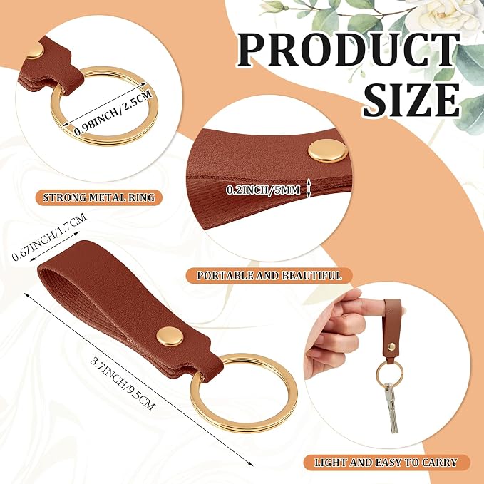 Wavyknot 100 Pcs Leather Keychain Blanks, 3.7 x 0.7 Inches, Dark Brown