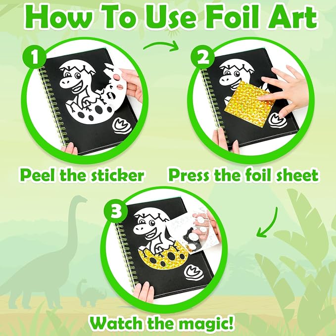 FUNNYB&G Foil Art Craft Kit for Kids, Sparkly Birthday Gift Toy for Kids | No Mess, Kids Ages 4-10 Create Sparkling Artwork, A Creative Gift for Birthdays, Holidays, Travel Activities,Screen-Free Fun