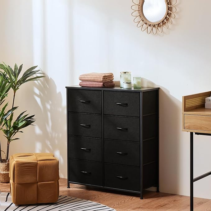 OLIXIS 8 Drawer Storage Dresser for Bedroom, Black Closet Organizers Units