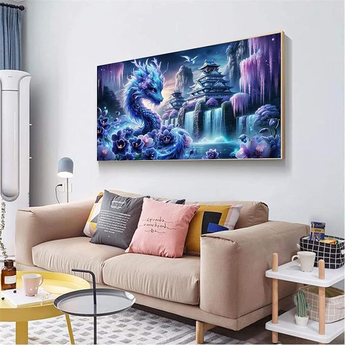 mrpwnle Large Diamond Art Kits for Adults Big Dragon Diamond Painting Kits | Large Dragon Diamond Art Painting Kits for Adults Beginners, 5D Round Full Drill Gem Art, Home Decor Gifts 15.7 X 27.5 Inch
