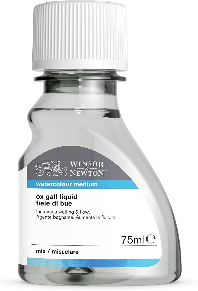Winsor & Newton Watercolor Medium, Ox Gall Liquid, 75ml Bottle | Wetting Agent, Used for Smooth Washes, Enhances Flow When Mixed Directly With Watercolor, Reduces Surface Tension
