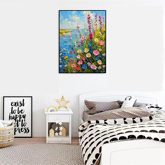 YarnMate Wild Flowers Paint by Numbers for Adults,Paint by Number for Adults Beginner,Easy Acrylic Paint by Number on Canvas for Relax and Home Wall Decor 16X20 Inch (Without Frame)