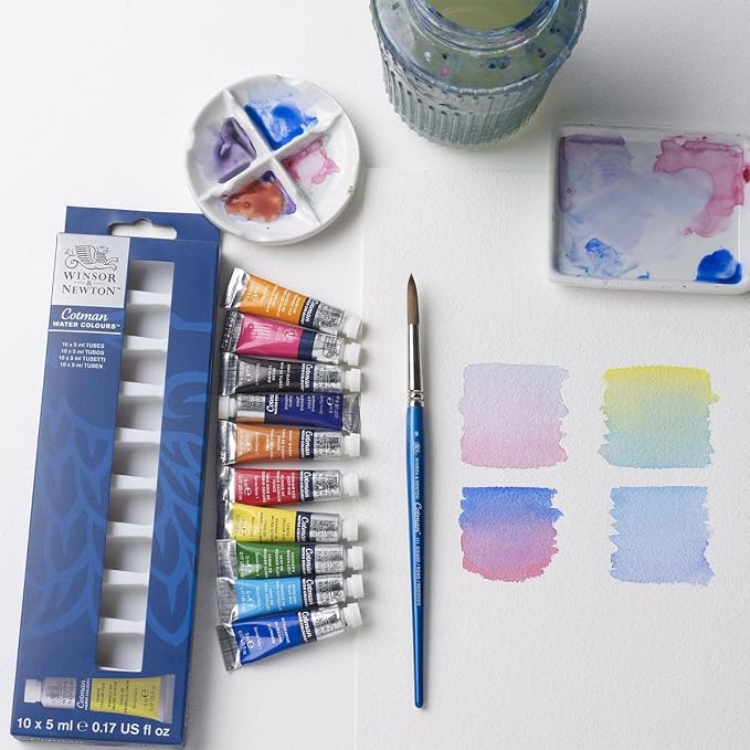 Winsor & Newton Cotman Watercolor Paint Set, 10 Colors, 5ml (0.17-oz) Tubes | Introductory Watercolor made with Fine Art Pigments, Perfect for Beginners, Lightfast & Permanent, Good Tinting Strength