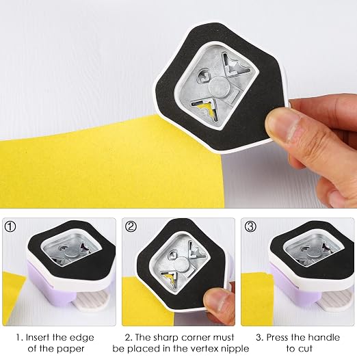 3 Way Beauty Shape Corner Punch, 3 in 1 Corner Paper Punch for Paper Crafts, Laminate, Cardstock, Business Card, DIY Projects, Photo, Card Making and Scrapbooking