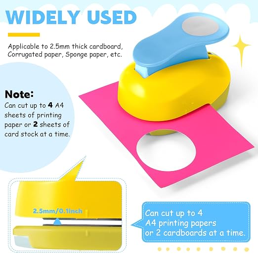 CHENGU Hole Punches 6 Shapes with Cardstock for Kids,Multiple Styles,2 Inch
