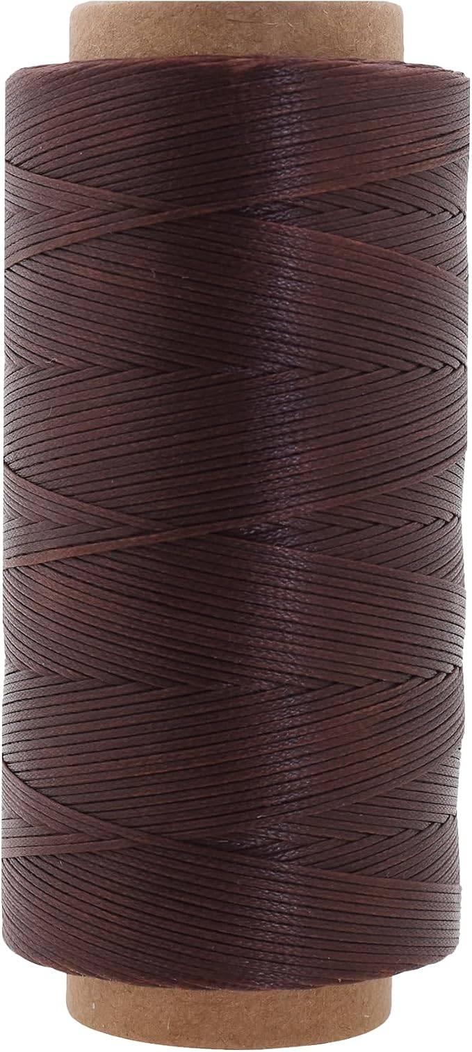 Mandala Crafts 210D 1mm Dark Brown Flat Waxed Thread for Leather Sewing