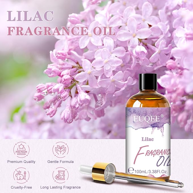 EUQEE Lilac Fragrance Oil for Diffuser, Candle&Soap Making 3.38 Fl Oz/100ML