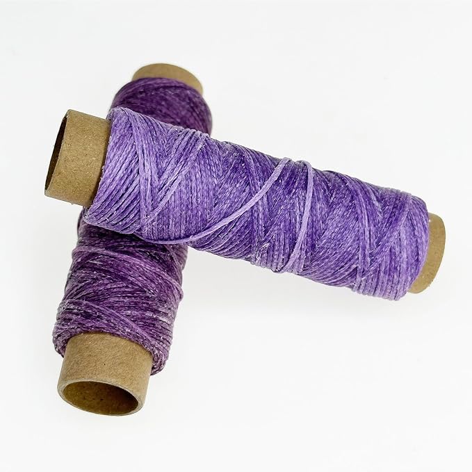 2 PCS Leather Sewing Waxed Thread, Each of 33 Yards 150D Sewing Thread Cord for Leather Craft DIY Supplies, Shoes Repairing, Purple and Light Purple