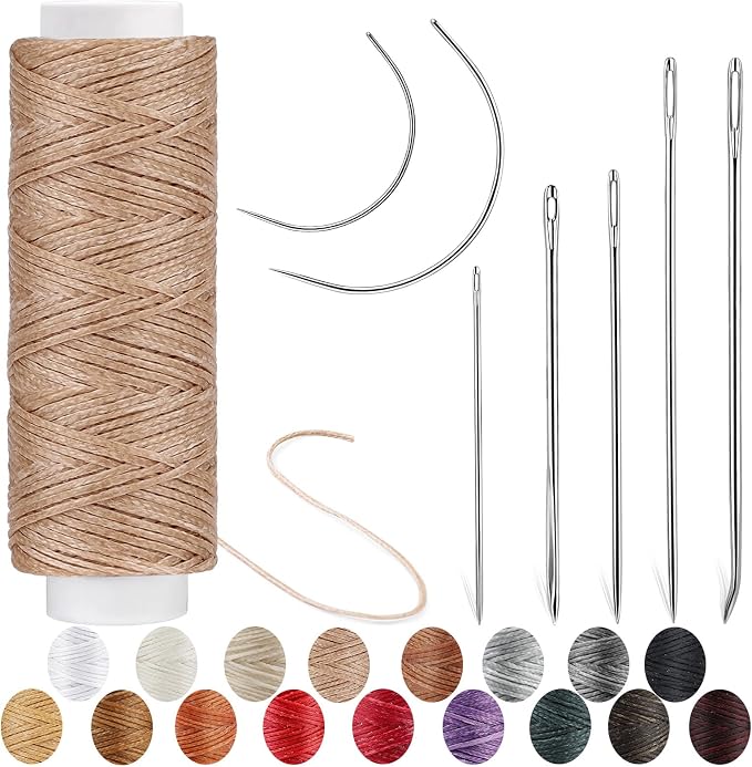 Waxed Thread, Upholstery Needle and Thread 32 Yards Khaki