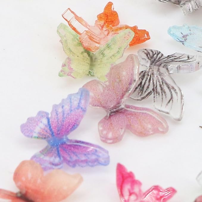 60Pcs Mini Resin Butterflies, Miniature Dollhouse Accessories Tiny Butterflies for Crafts, Mini Resin Animals Figurines for DIY Fairy Garden Dollhouse Micro Landscaping Decoration