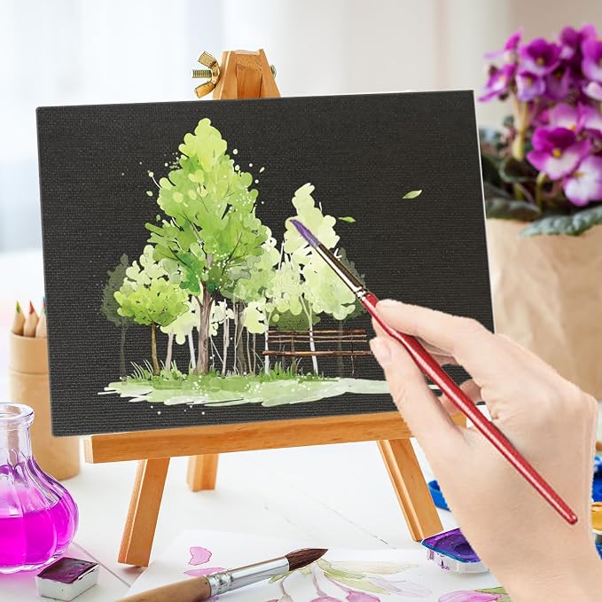 36PCS 5x7 Inch Black Canvas Panels, Small Canvas Boards for Painting, Cotton Canvas Panels for Oil Acrylic Watercolor Paint