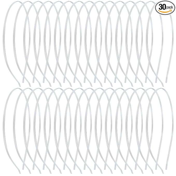 Dizila 30 Pack 0.3cm/0.12" Smooth Plain Blank DIY Craft Silver Thin Metal Headbands Frame Base Wire Hair Bands Accessories for Women Men Girls Teens Kids