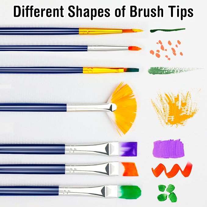 Halobios Paint Brushes Set, 20PCS Painting Brushes Different Types of Brushes for Acrylic Paint, Watercolor, Oil, Paint Brushes Bulk for Nail, Face Art, Craft, Rock Painting and School Project