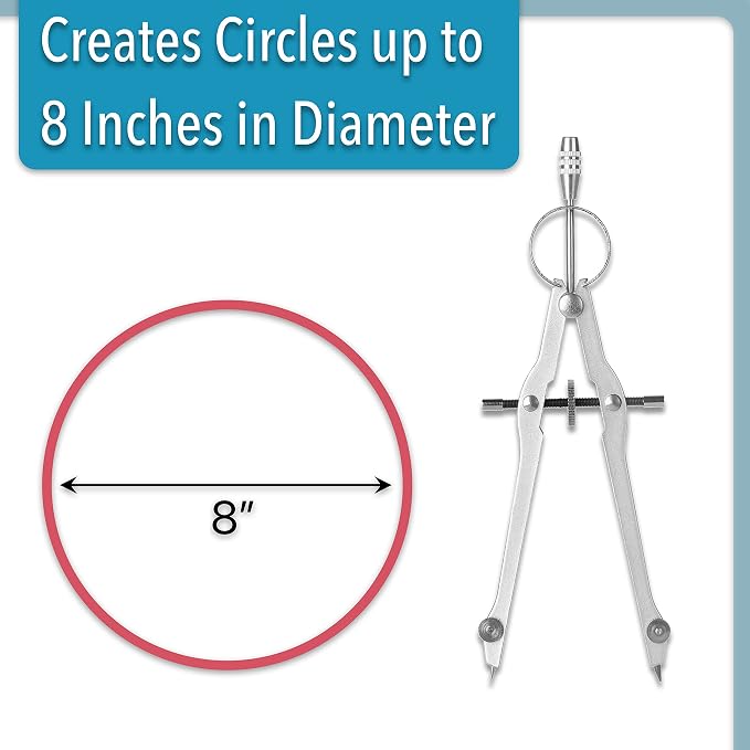 Mr. Pen- Professional Compass for Geometry, Extra Lead | Metal Compass Drawing Tool for Students, Drafting and Engineering, Technical Drawings, Circles and Geometry Projects