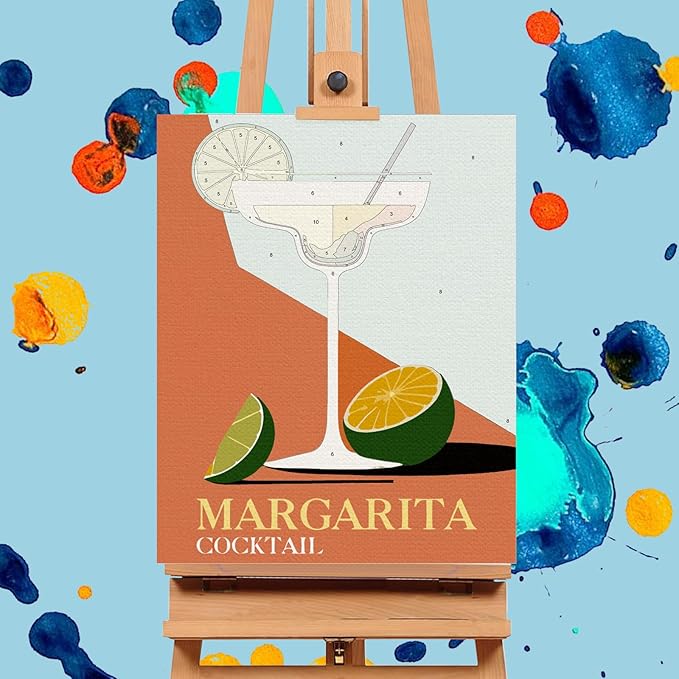 Offito 6 Pack Paint by Numbers Kit for Adults, Retro Cocktail, 8x10 Inch | Acrylic Vintage Drink Number Painting, DIY Canvas Art Craft Kit for Beginner, Home Decor, Stress Relief Relaxing Hobby Gift