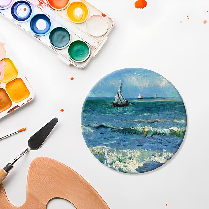 12 Pack 4 Inch Unfinished Round Wood Coasters with Non Slip Pad
