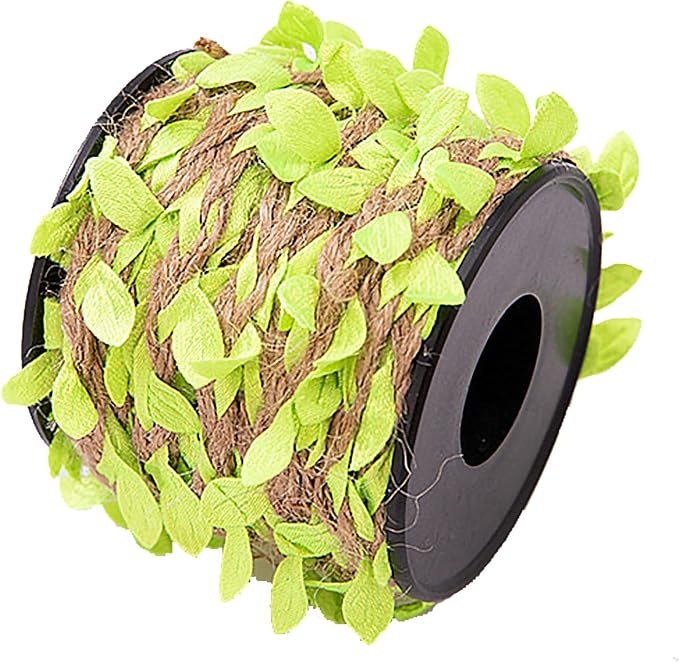 33 feet Natural Twine Light Green Leaf Jute 3ply 2MM Rope Hemp Burlap Ribbon String Heavy Duty Hanging Gardening Decoration or for Arts and Crafts