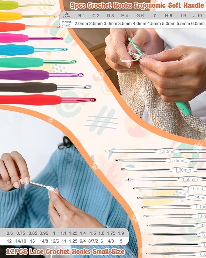 Coopay Crochet Kit for Beginners Adults Kids w/Step-by-Step Instructions | Complete Beginner Crochet Kit with Ergonomic Crochet Hooks Set,Upgrade Yarn and Portable Storage Case-2026 Ideal Gift