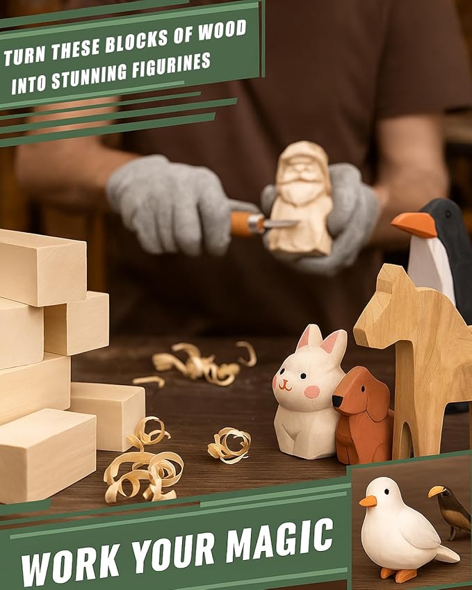 Basswood Carving Blocks 24 PCS: Whittling Wood Blanks in 3 Different Sizes