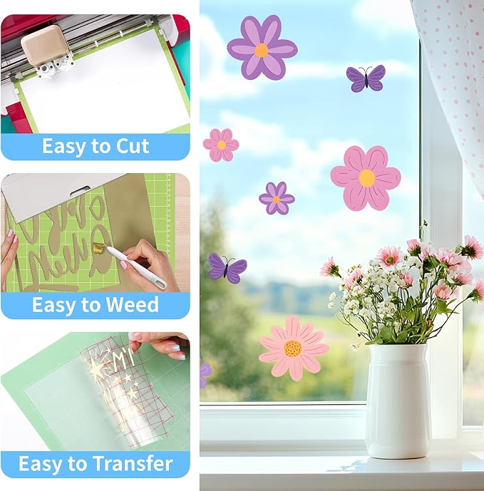 All-in-One Crafting Accessories Starter Kit — Cutting Machine Tools & Supplies Bundle with Weeding Tools, Permanent Adhesive Vinyl, Glitter HTV, Cutting Mats, Transfer Tape, Marker Pens & Stencils