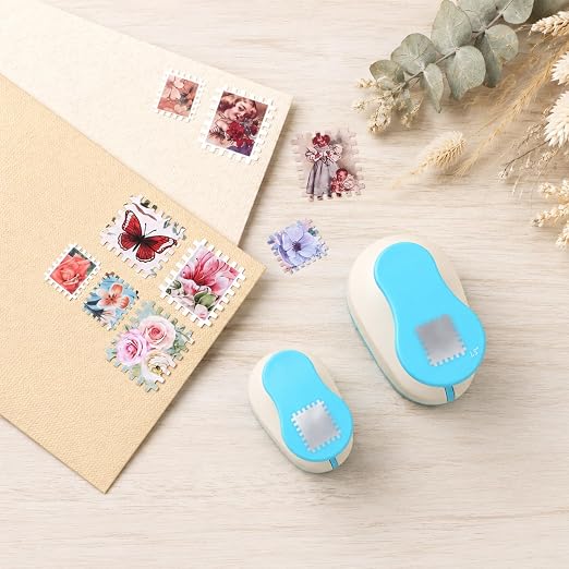 BAOFALI Stamp Puncher 1.2x1 inch Stamp Punch Rectangular Postage Stamp Punch |Stamp Hole Puncher| Lever Action Paper Punches forfor Scrapbooking Journaling Card Making