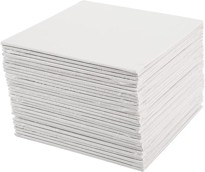Tosnail 36 Packs 6" x 6" Artist Painting Canvas Panels White Blank Stretched Canvas Canvas Board Small Paint Canvases for Oil or Acrylic Painting Party