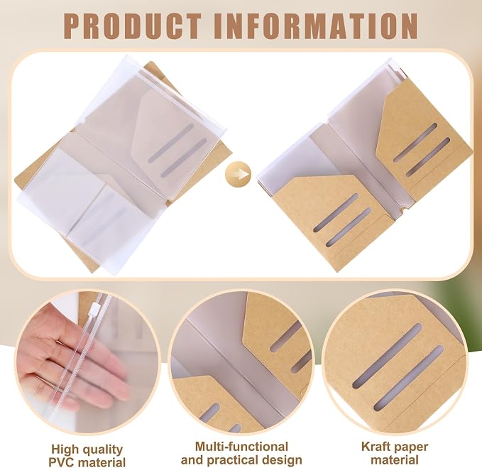 Mooliwe 1 Pack Travelers Journal Notebook Accessories Kit, Passport Size | Kraft File Folder, Zipper Case, Pen Holder, Binder Clip and Elastic Bands, Refillable Insert Organizer for Travel Journals