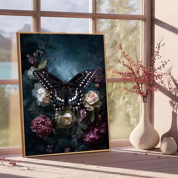 Butterfly Paint by Numbers Kit for Adults Framed Canvas, Frameworkless