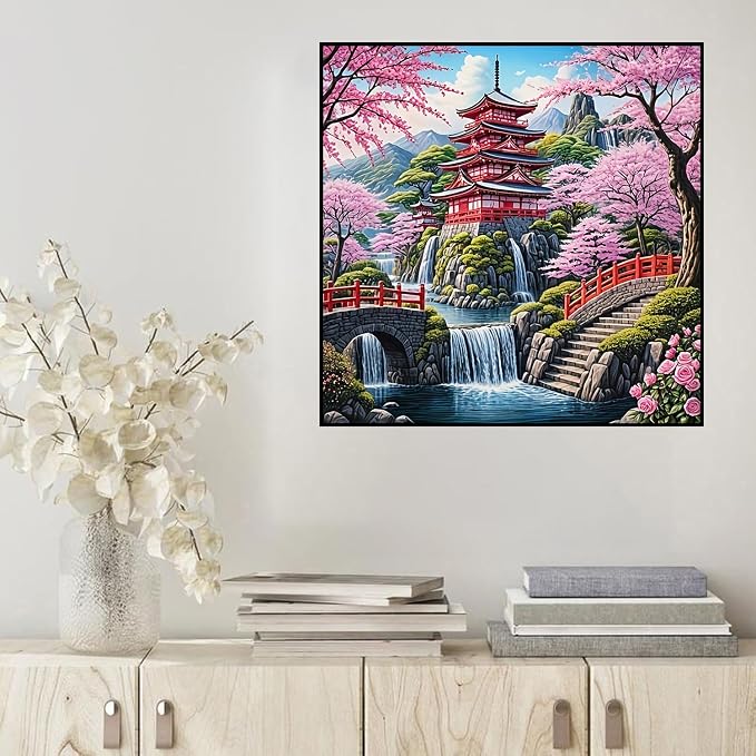 HHMATITS Cherry Blossom Diamond Art Kits for Adults 14X14IN