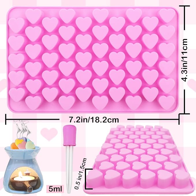 3 Pack Wax Melts Molds Silicone,Mini Heart Molds Candle Mold