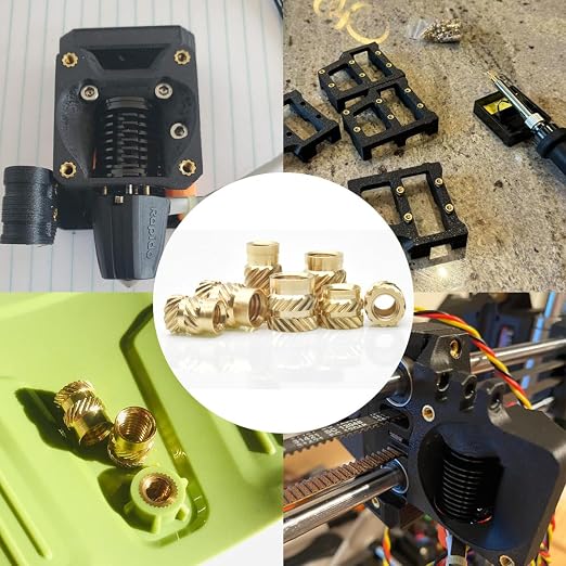 M3 Press in Threaded Inserts for plastic-100Pcs M3x5.7x4.6 with Heat Set Insert Tools-Brass Metric Knurled Nuts for 3D Printing Components and Plastic Parts