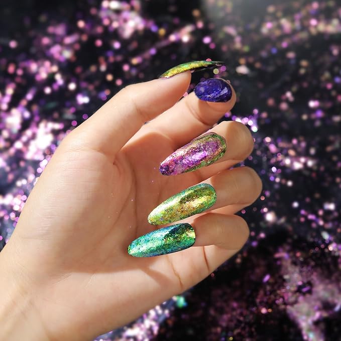 LET'S RESIN Chameleon Chunky Flakes, Resin Supplies for Resin Crafts | Intense Colorshift Pigment Powder for Silicone Molds/Tumbler, Chrome Powder Iridescent Flakes for Nail Art/Paints/Soap Making