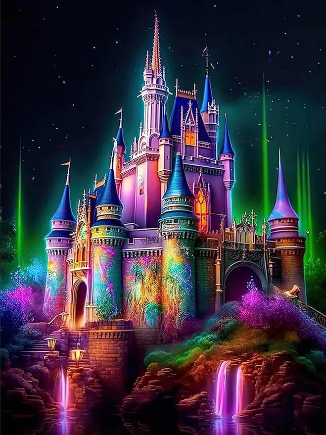 Meothan Diamond Art Kits for Adults Castle Diamond Painting Kit 12x16in | 5D Castle Diamond Art Painting Kit for Adult, DIY Full Round Drill Gem Art Diamond Dots Kits for Home Wall Decor Gift