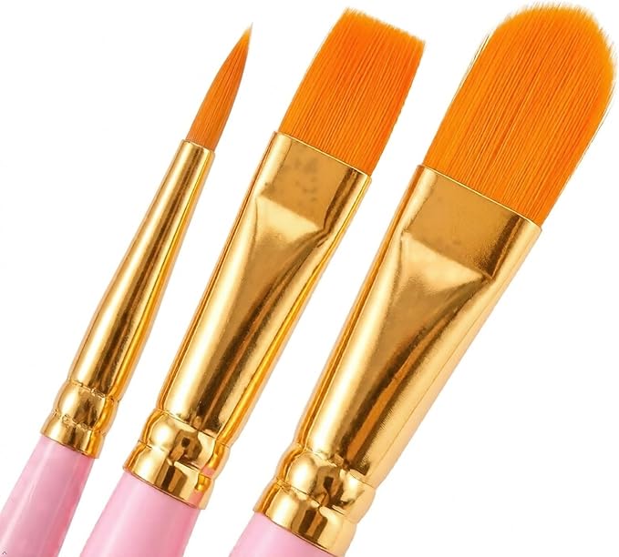 Soucolor Paint Brush Set –40Pcs Acrylic Watercolor Brush Multi-Size for Art | Round Pointed Tip for Acrylic Oil Watercolor Painting, Canvas Rock Body Face Nail Art Crafts, Pink