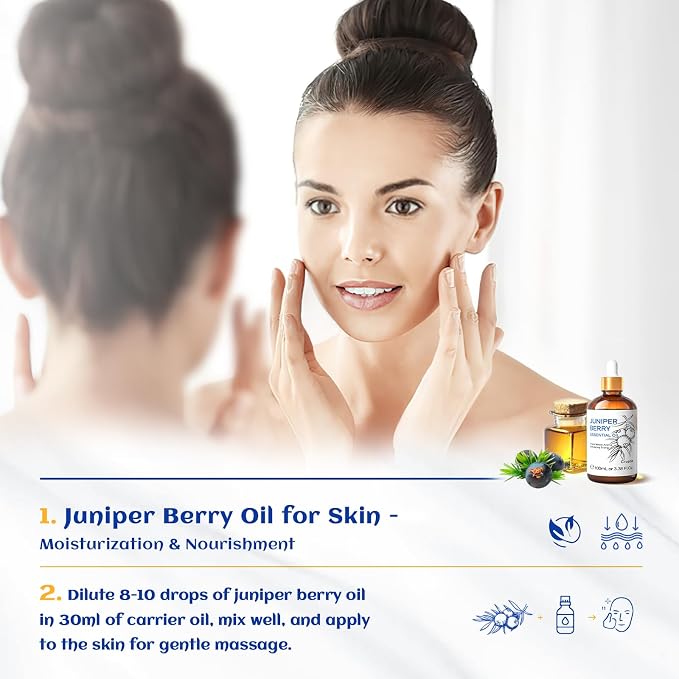 HIQILI Juniper Berry Essential Oil for Aromatherapy,Hair & Skin Care
