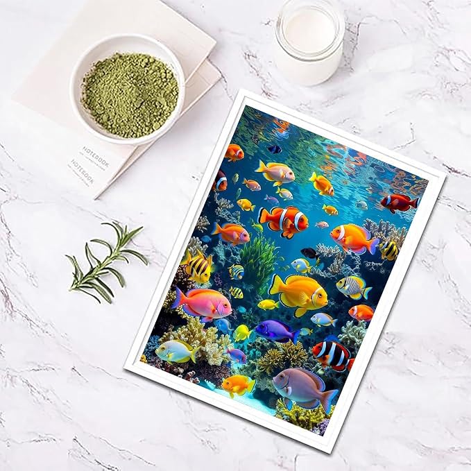 Diamond Art Kits for Adults,Colorful Fish Diamond Painting 12 x 16 Inch