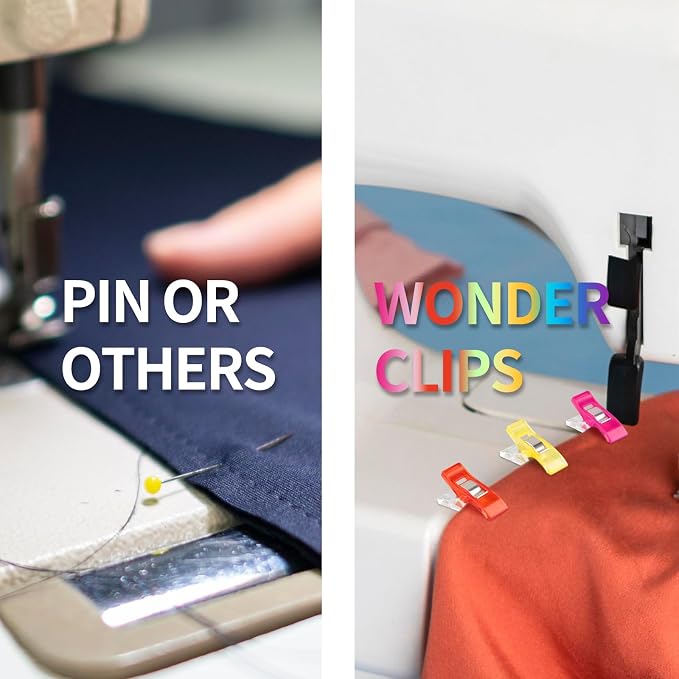 Multipurpose Sewing Clips Pack of 100, Perfect Alternative Quilting Pins | Premium Plastic Fabric Clips Sewing Supplies, Fit Any Chip Clips, Bag Binding for Food, Assorted Colors