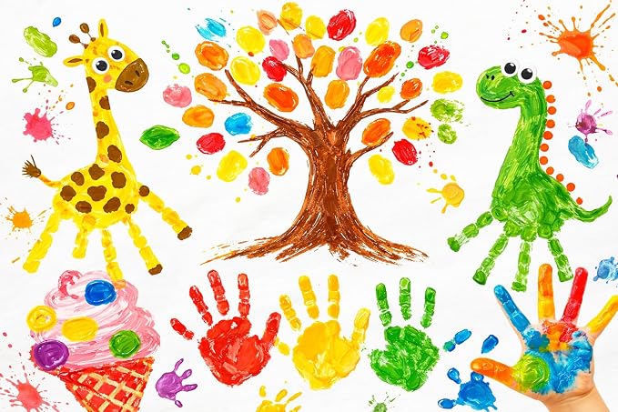 Nicpro 8 Colors Washable Finger Paint Set for Toddlers (4 oz), Non-Toxic | Baby Safe Paint for Hand and Feet, Mess Free Finger Painting Art Supplies for Kids Age 1-3 4 5 6+, Preschool Learning Gifts