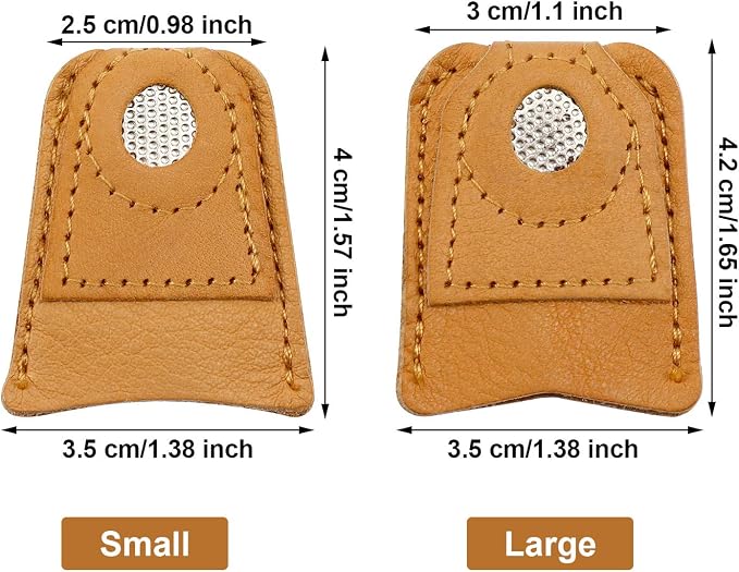 WILLBOND 4 Pcs Leather Thimble Finger Protector for Hand Sewing, 2 Sizes