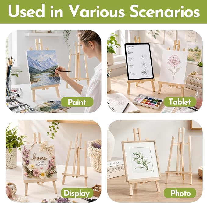 Conda 2 Pack 17 Inch Wooden Tabletop Easel Stand, A-Frame Art Painting Easel for Painting, Display & Art Creation, Canvas Holder for Artists, Students & Hobbyists