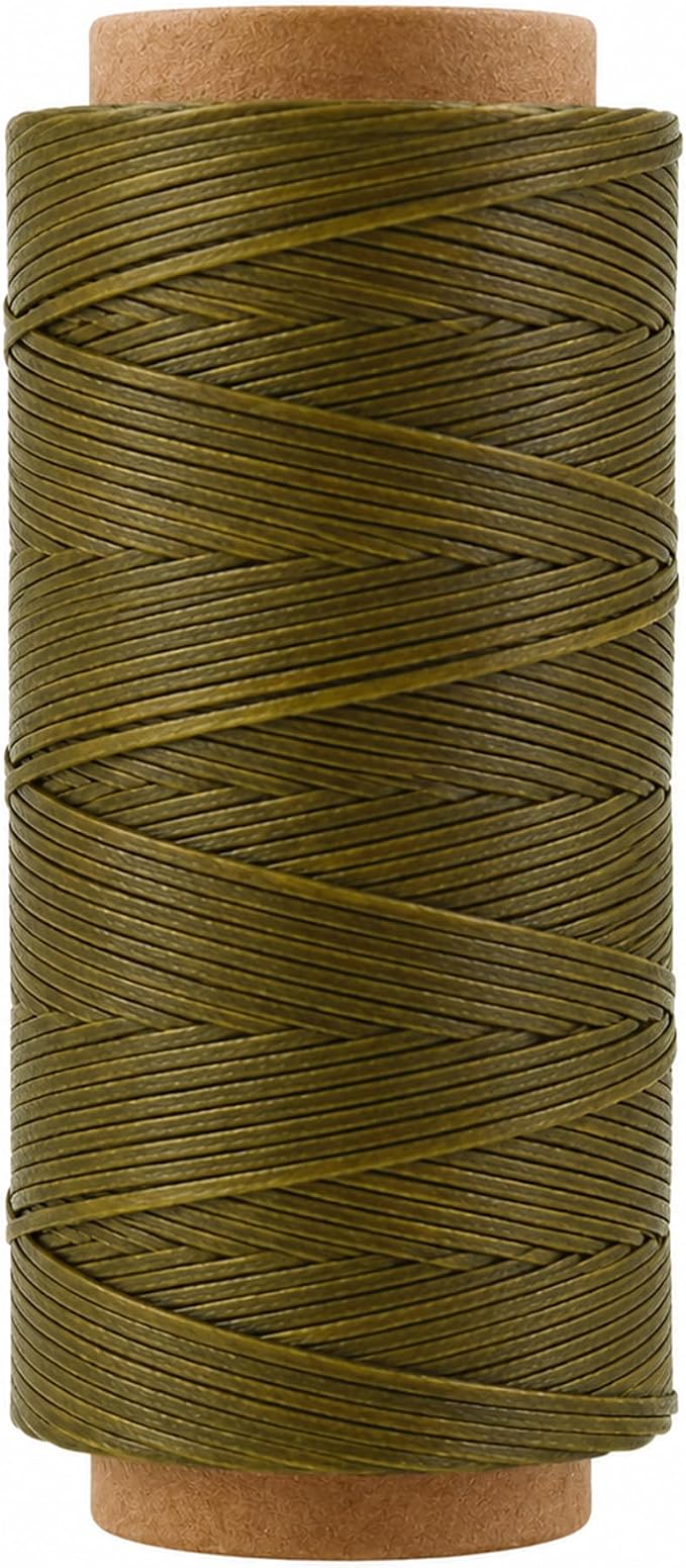 Mandala Crafts 210D 1mm Olive Green Flat Waxed Thread for Leather Sewing