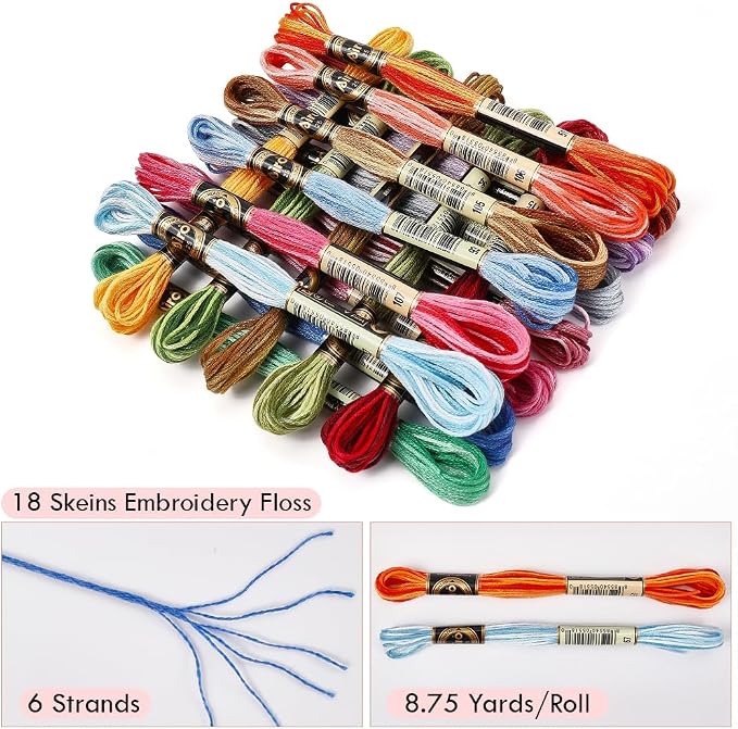 18 Skeins 157.5 Yards Variegated Embroidery Floss for Jewelry DIY
