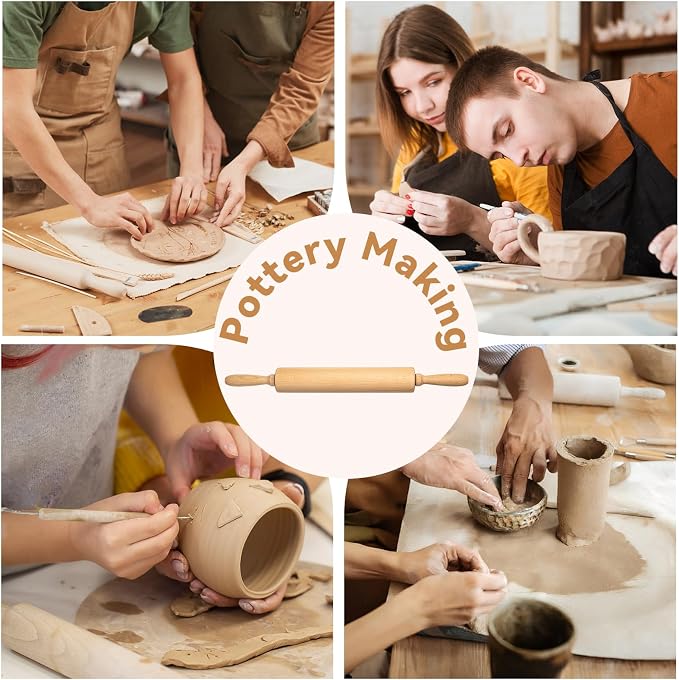 Professional Clay Rolling Pin, 17 Inch Non-Stick Clay Roller for Pottery and Slab Making –Duty Pottery Tool with Ergonomic Handles, Essential for Art Studios
