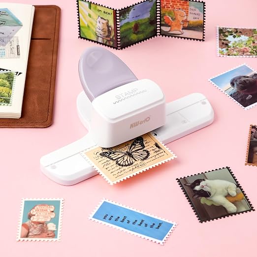 Stamp Puncher - Adjustable Postage Stamp Border Punch Stamp Shaped Paper Punch for Scrapbooking, DIY Greeting Cards, Journaling, and Paper Crafts