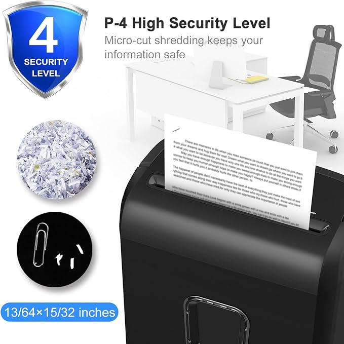 Bonsaii 6-Sheet Micro Cut Paper Shredder for Home, High Security Level P-4 | Small Office Use, Shreds Credit Cards, Staples & Paper Clips, 3.4 Gal Transparent Window Wastebasket, Black, C234-A